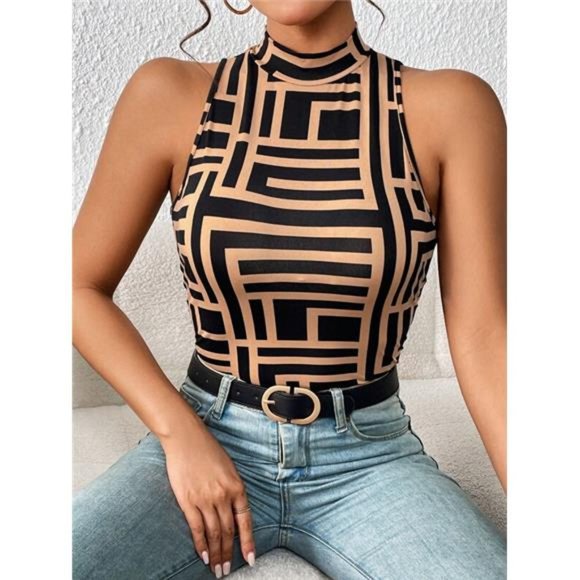 Unity Geo Print Mock Neck Tank Top - Picture 3 of 6